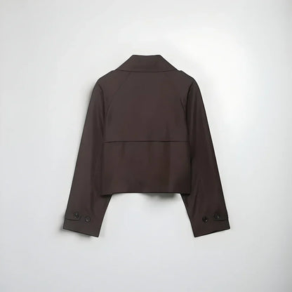 Stilfuld dobbeltradet cropped trenchcoat med lommer til kvinder – dame