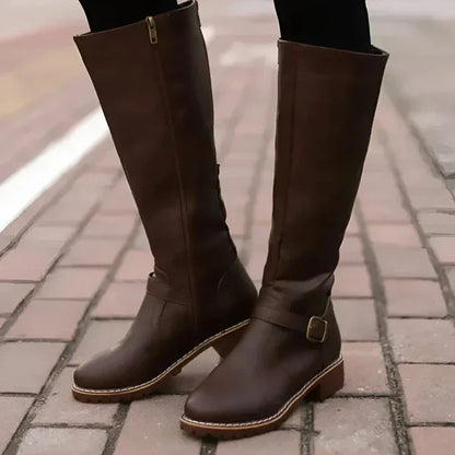 Stilfulde knæhøje støvler med spændestropper til kvinder – dame