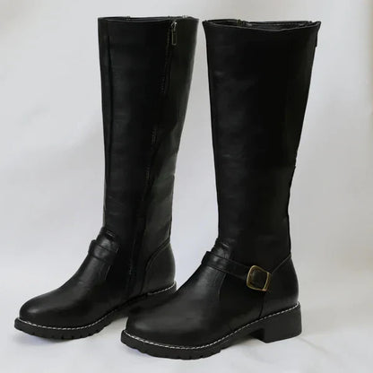 Stilfulde knæhøje støvler med spændestropper til kvinder – dame