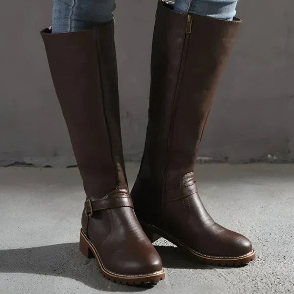 Stilfulde knæhøje støvler med spændestropper til kvinder – dame