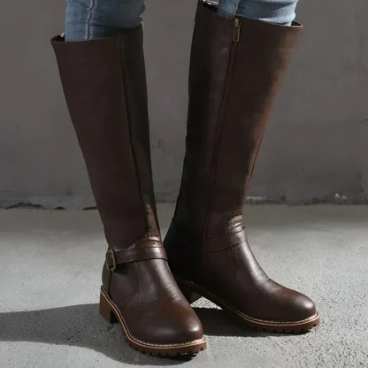 Stilfulde knæhøje støvler med spændestropper til kvinder – dame