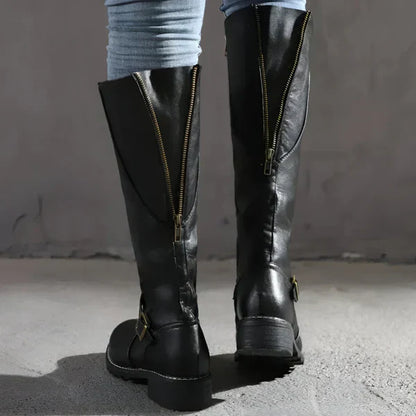 Stilfulde knæhøje støvler med spændestropper til kvinder – dame