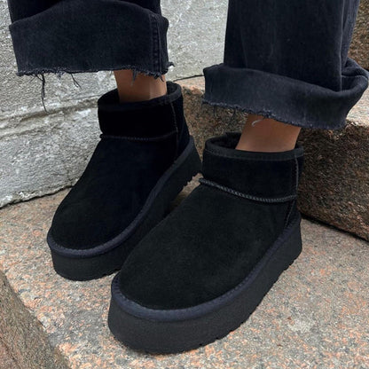 Sorte, hyggelige plateau-ankelstøvler til kvinder – dame