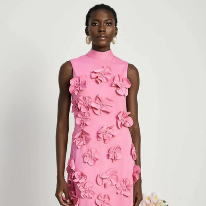 Ærmeløs maxikjole til kvinder med blomsterapplikationer