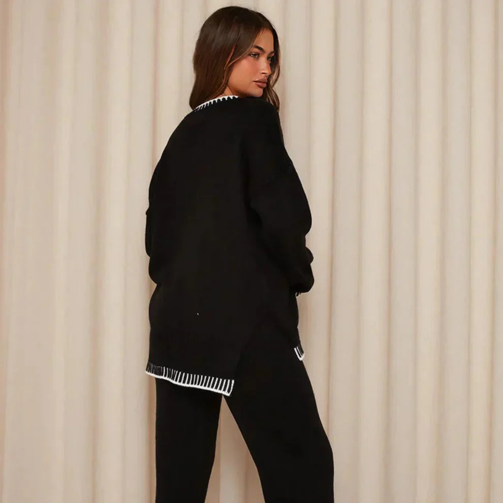 Stilfuldt træningssæt med split-sweater til kvinder – damer