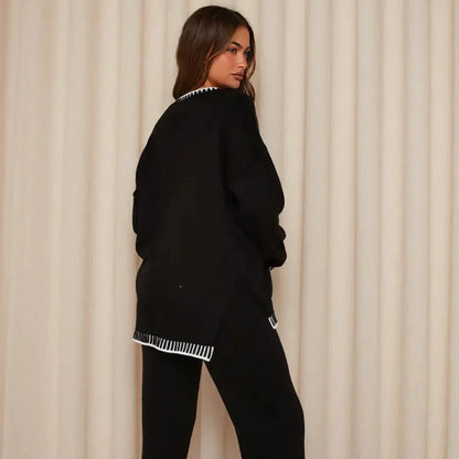 Stilfuldt træningssæt med split-sweater til kvinder – damer