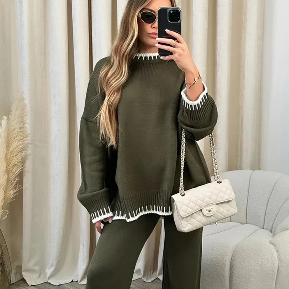 Stilfuldt træningssæt med split-sweater til kvinder – damer