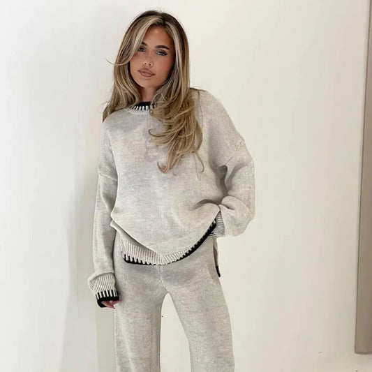 Stilfuldt træningssæt med split-sweater til kvinder – damer