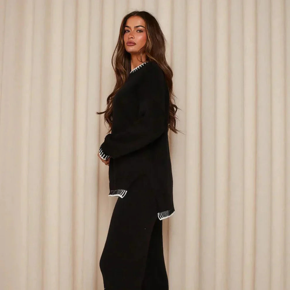 Stilfuldt træningssæt med split-sweater til kvinder – damer