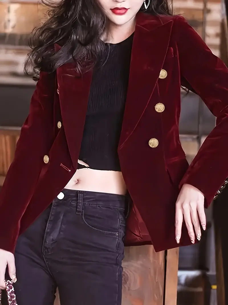 Elegant bordeaux fløjlsjakke til kendisser – slankende blazer