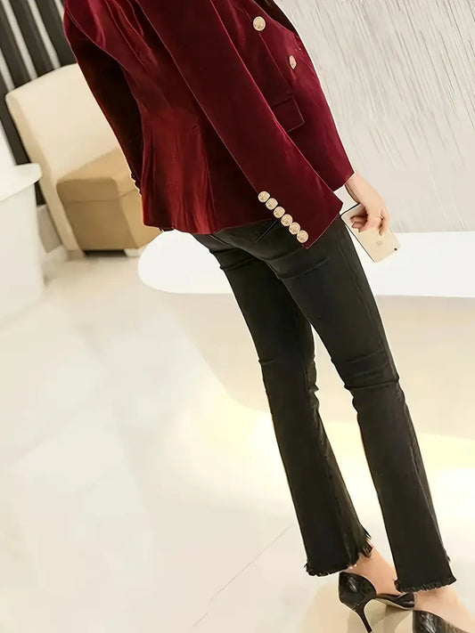 Elegant bordeaux fløjlsjakke til kendisser – slankende blazer
