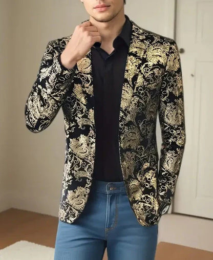 Stilfuld og elegant herreblazer i barokmønster