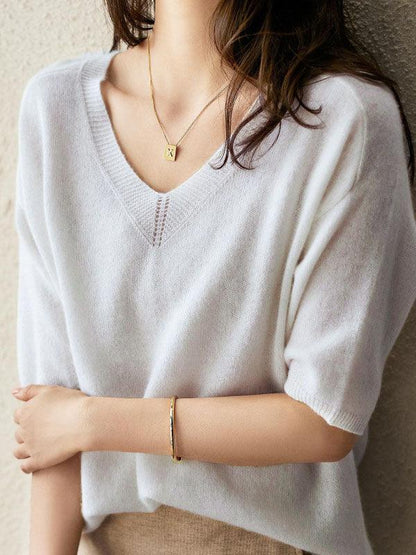 Alison | cashmere striktrøje med v-hals