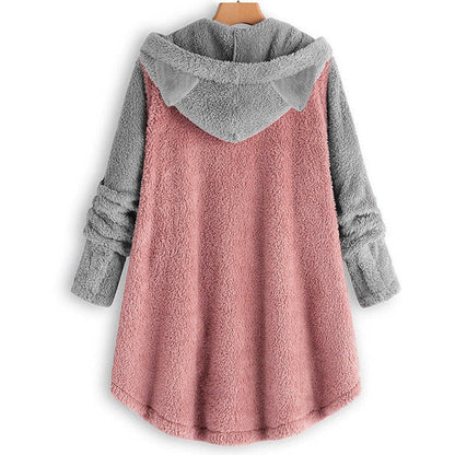 Nina - dame fleece sweatshirt med katteører og kontrastærmer