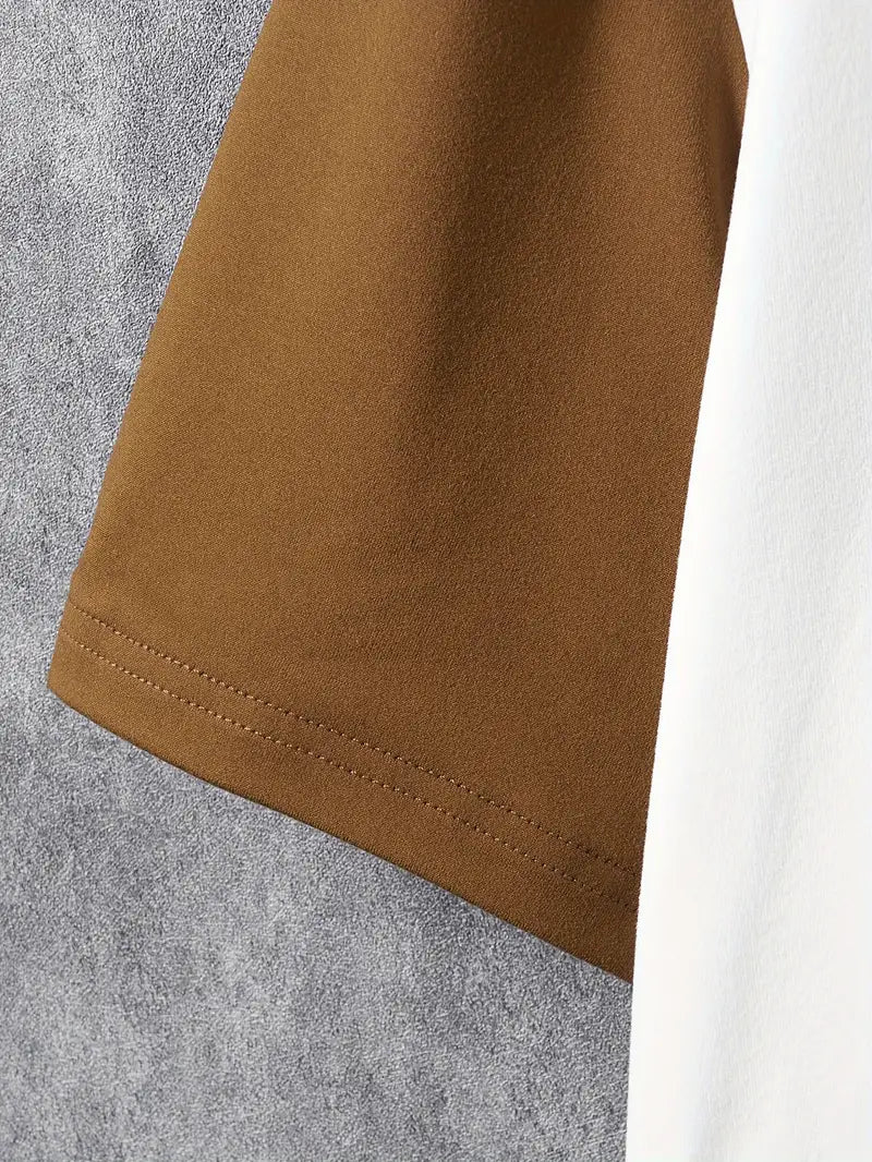 Robert – stilfuld color block t-shirt med korte ærmer og rund hals