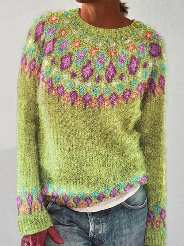 Carla – geometrisk sweater med kontrastprint