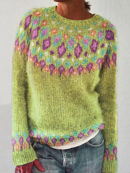 Carla – geometrisk sweater med kontrastprint