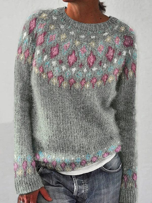 Carla – geometrisk sweater med kontrastprint