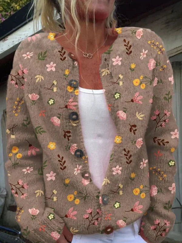 Celia – cardigan med blomsterdetaljer til elegante outfits