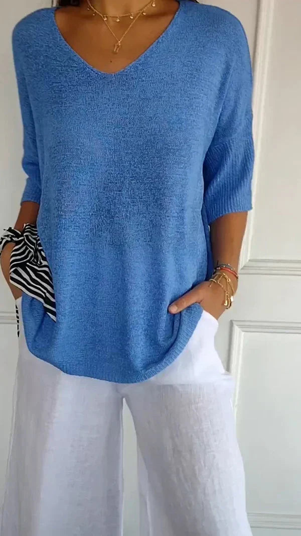 Lilly - elegant top med v-udskæring