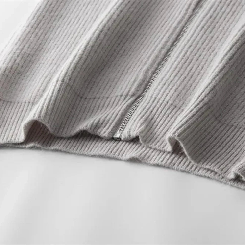 Varmere herretrøje med lynlås i ribstrik - herre