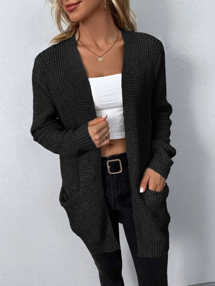 Uliana - elegant lang dame-cardigan med v-hals