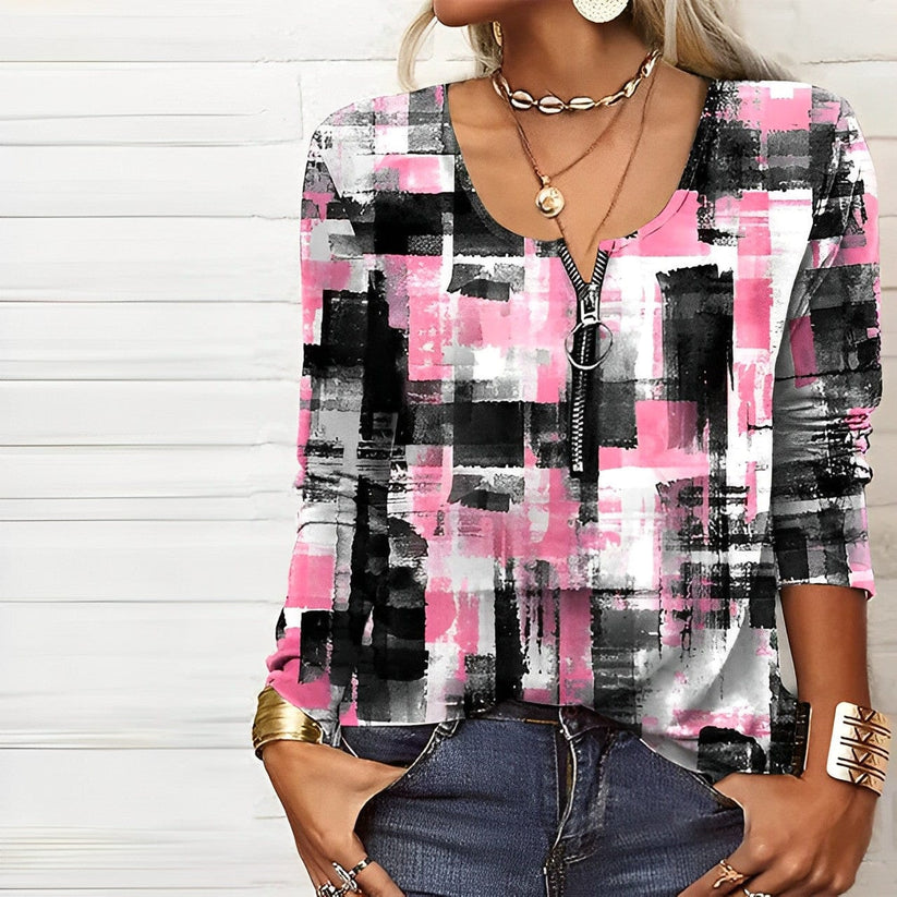 Eva Janssen – pink bluse med moderne print