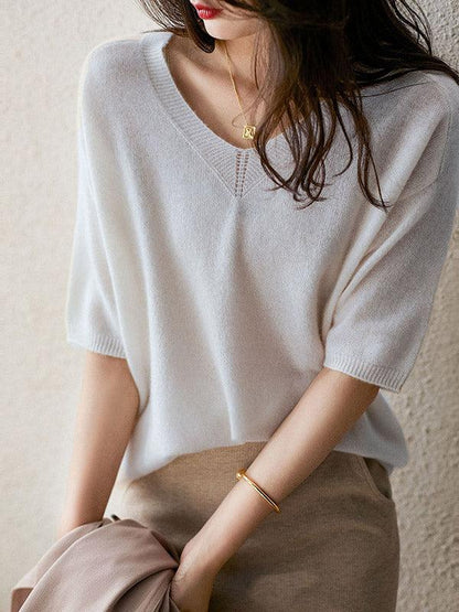 Alison | cashmere striktrøje med v-hals
