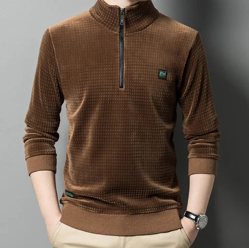 Premium alpaca fleece pullover med halv lynlås