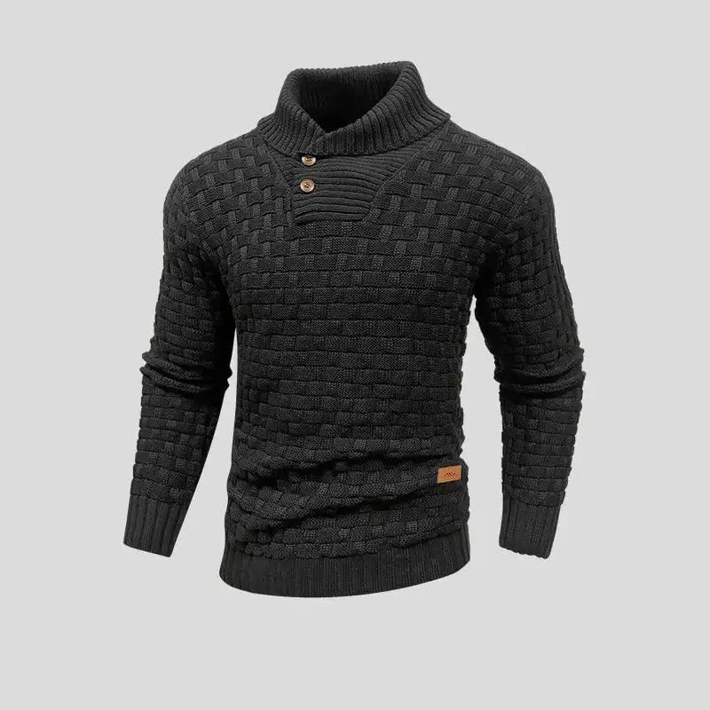 Eldon – strikket sweater med knaplukning og klassisk snit