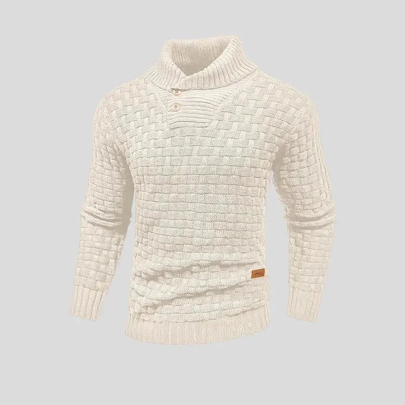 Eldon – strikket sweater med knaplukning og klassisk snit