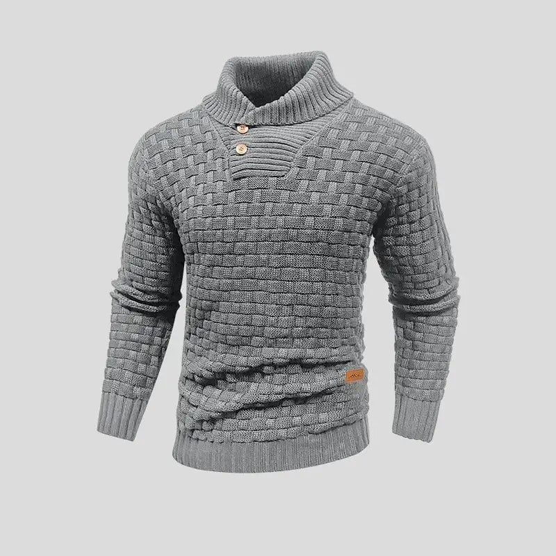 Eldon – strikket sweater med knaplukning og klassisk snit
