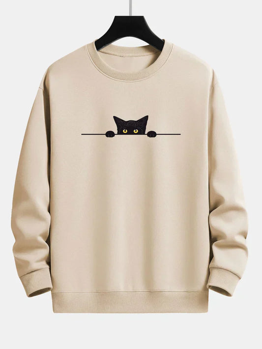 Noah | afslappende sweatshirt med sort katteprint