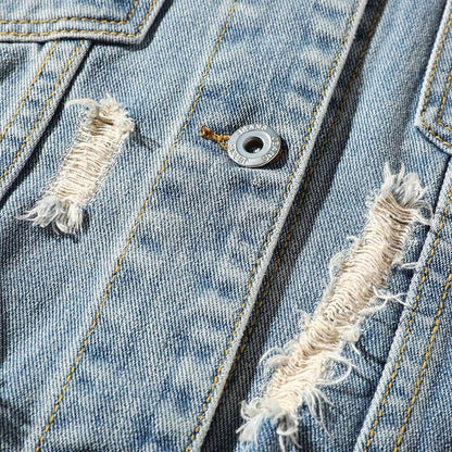 Mesha - denimjakke til mænd med patch på ryggen