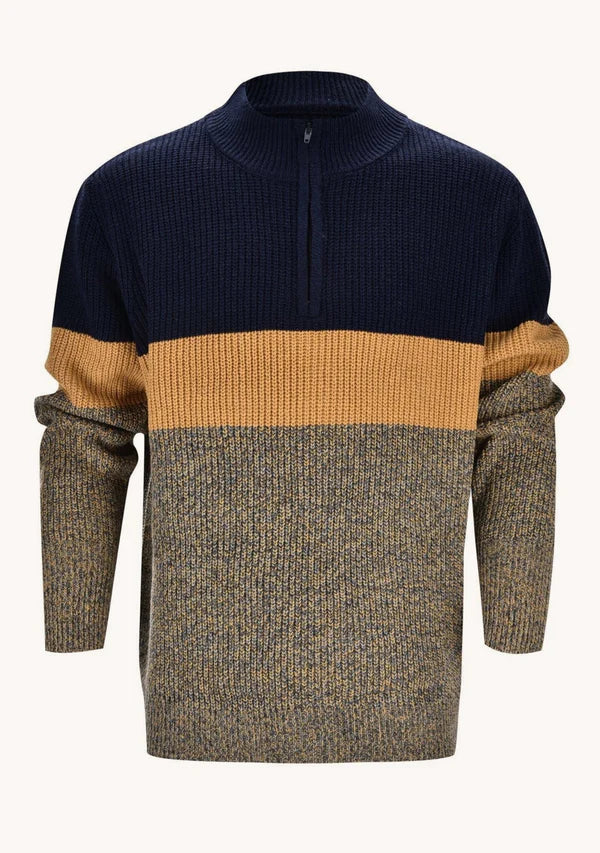 Norbert – moderne finstrikket sweater i farveblokdesign