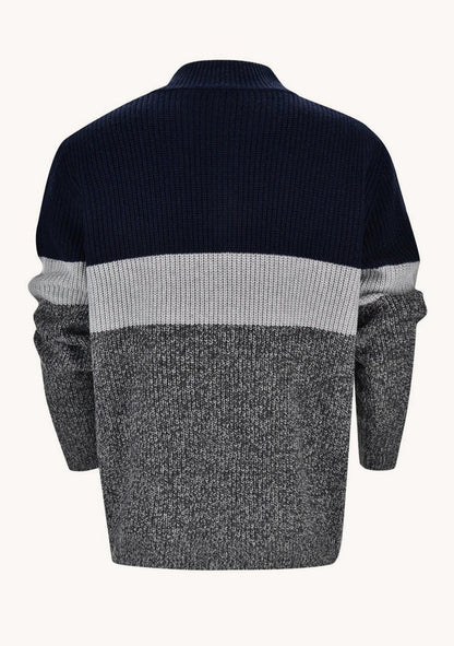 Norbert – moderne finstrikket sweater i farveblokdesign