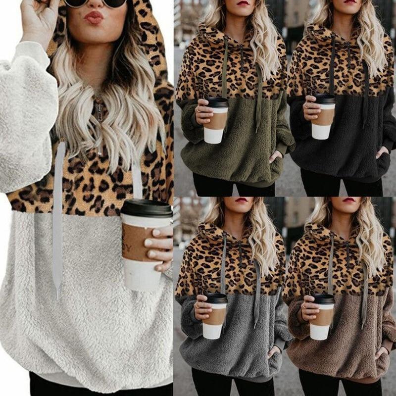 Teddy pullover - ekstrem varm og hyggelig hættetrøje med et stilfuldt leopardprint til foråret