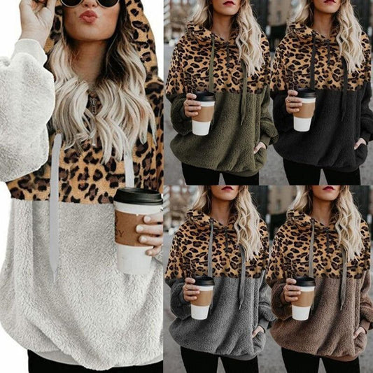 Teddy pullover - ekstrem varm og hyggelig hættetrøje med et stilfuldt leopardprint til foråret