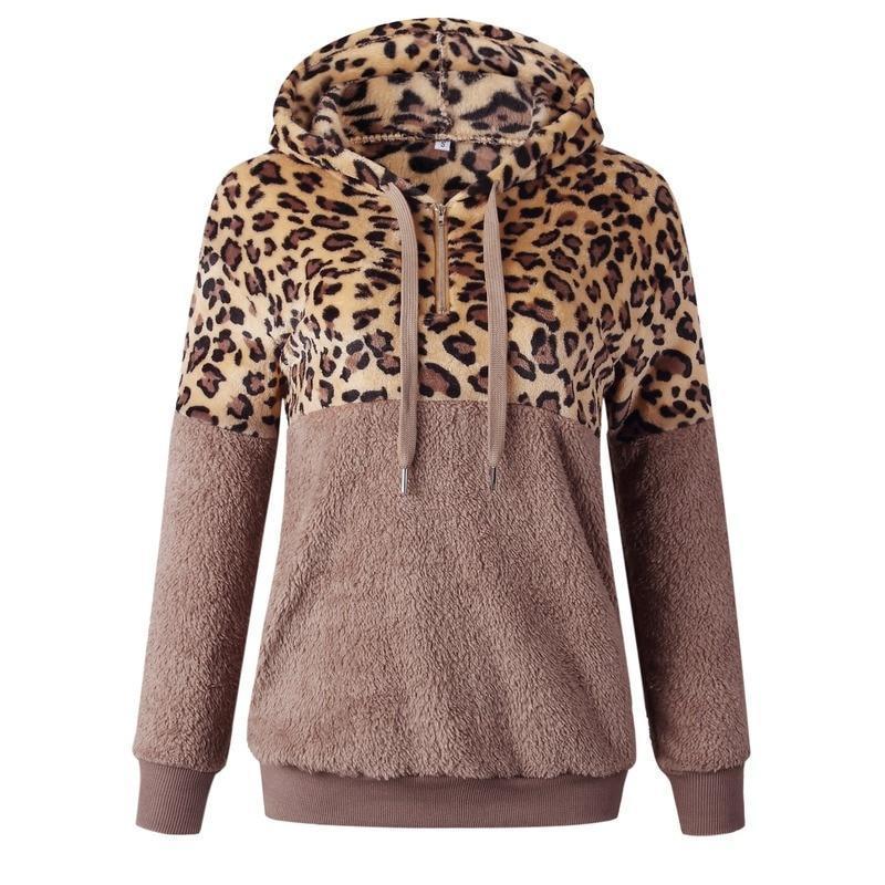 Teddy pullover - ekstrem varm og hyggelig hættetrøje med et stilfuldt leopardprint til foråret