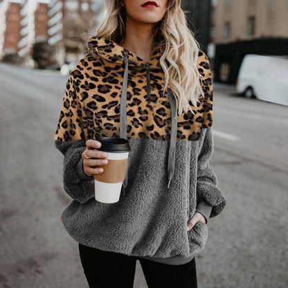 Teddy pullover - ekstrem varm og hyggelig hættetrøje med et stilfuldt leopardprint til foråret