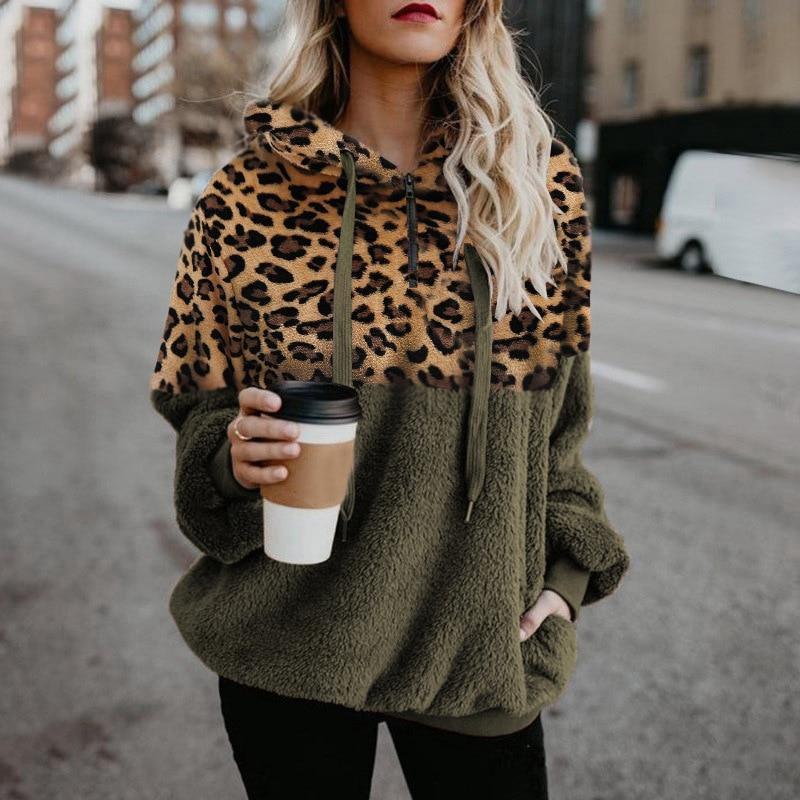 Teddy pullover - ekstrem varm og hyggelig hættetrøje med et stilfuldt leopardprint til foråret