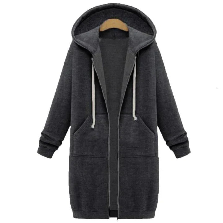 Roza - en langskåret sweatshirt til kvinder med lynlåslukning
