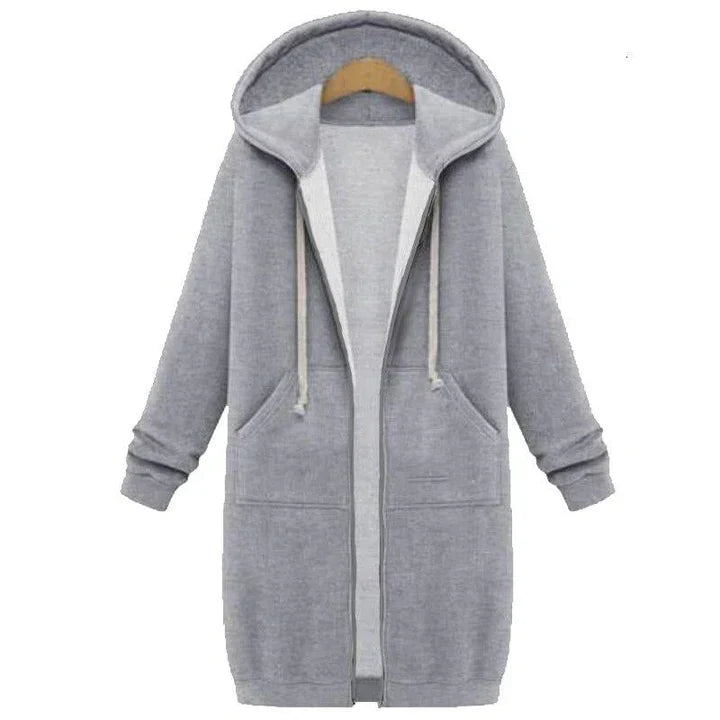 Roza - en langskåret sweatshirt til kvinder med lynlåslukning