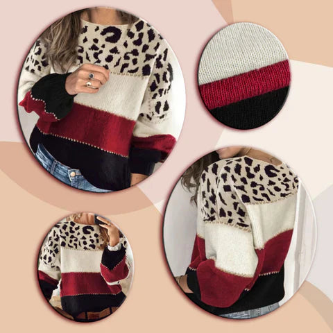 Janssen - elegant sweater med leopardprint
