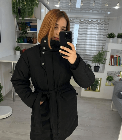 Vintage puffer kontorjakke med bælte - Zuzanna