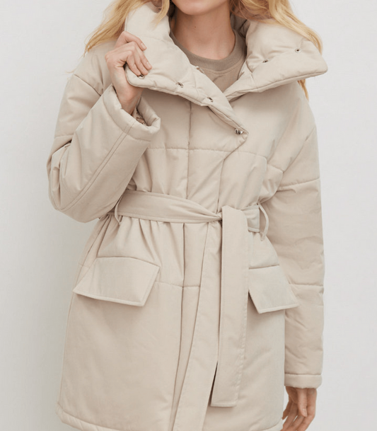 Vintage puffer kontorjakke med bælte - Zuzanna