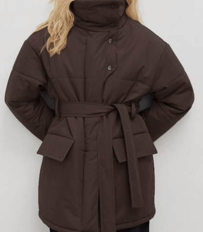 Vintage puffer kontorjakke med bælte - Zuzanna