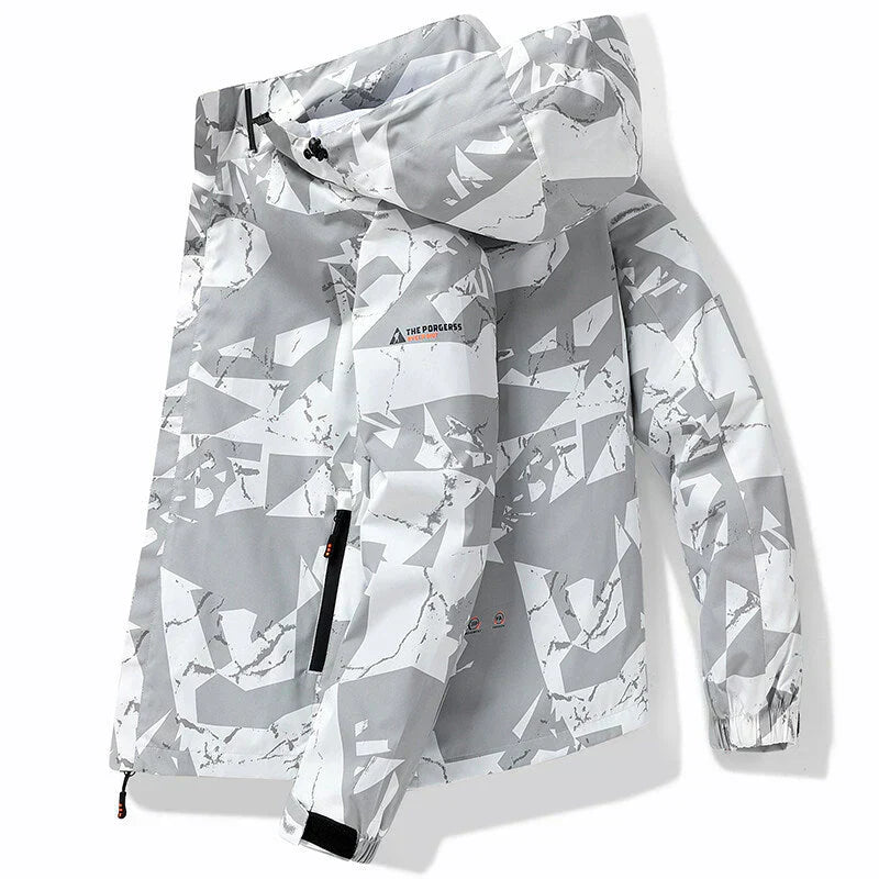 Daniel - vandtæt skijakke med lynlås i sporty stil med bogstavprint