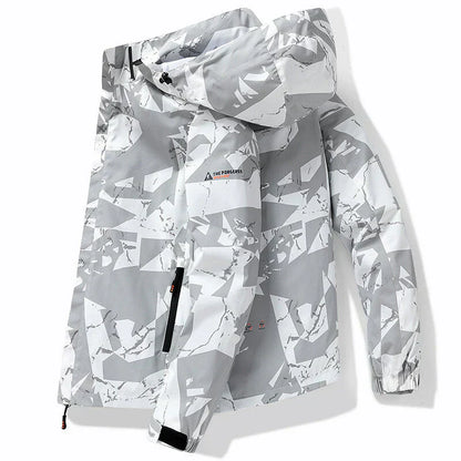 Daniel - vandtæt skijakke med lynlås i sporty stil med bogstavprint